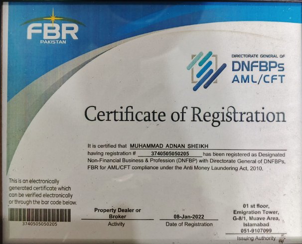 Registration document from company profile